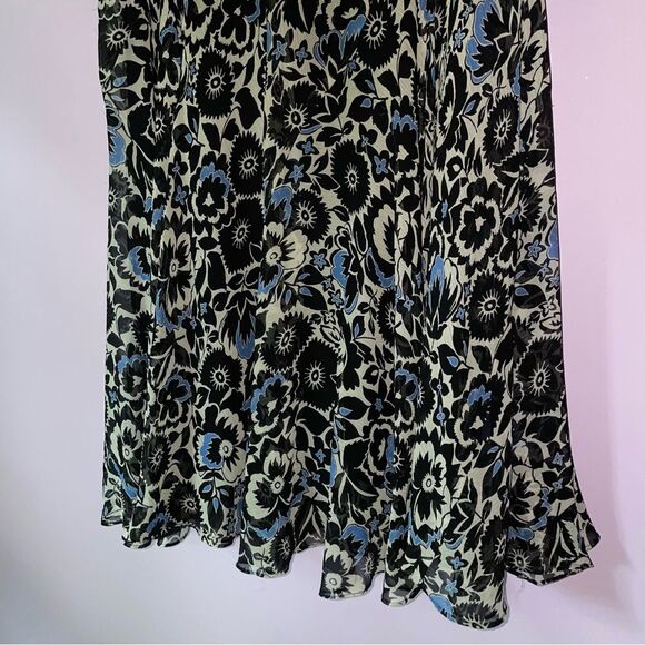 Jones New York Size 10 Maxi Skirt 100% Silk Floral Flounce - Picture 3 of 6